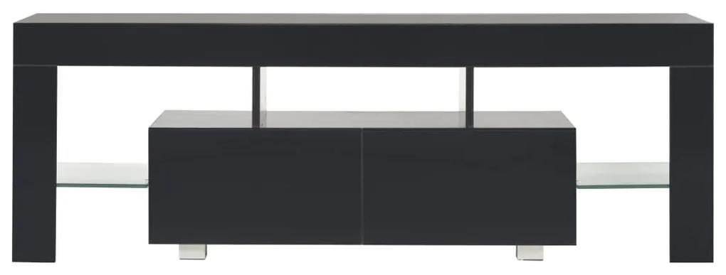 Comoda TV cu lumini LED, negru extralucios, 130x35x45 cm 1, Negru