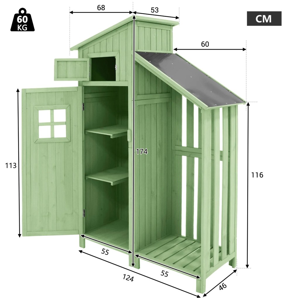 Dulap de grădină cu 2 rafturi, Verde | Aosom Romania