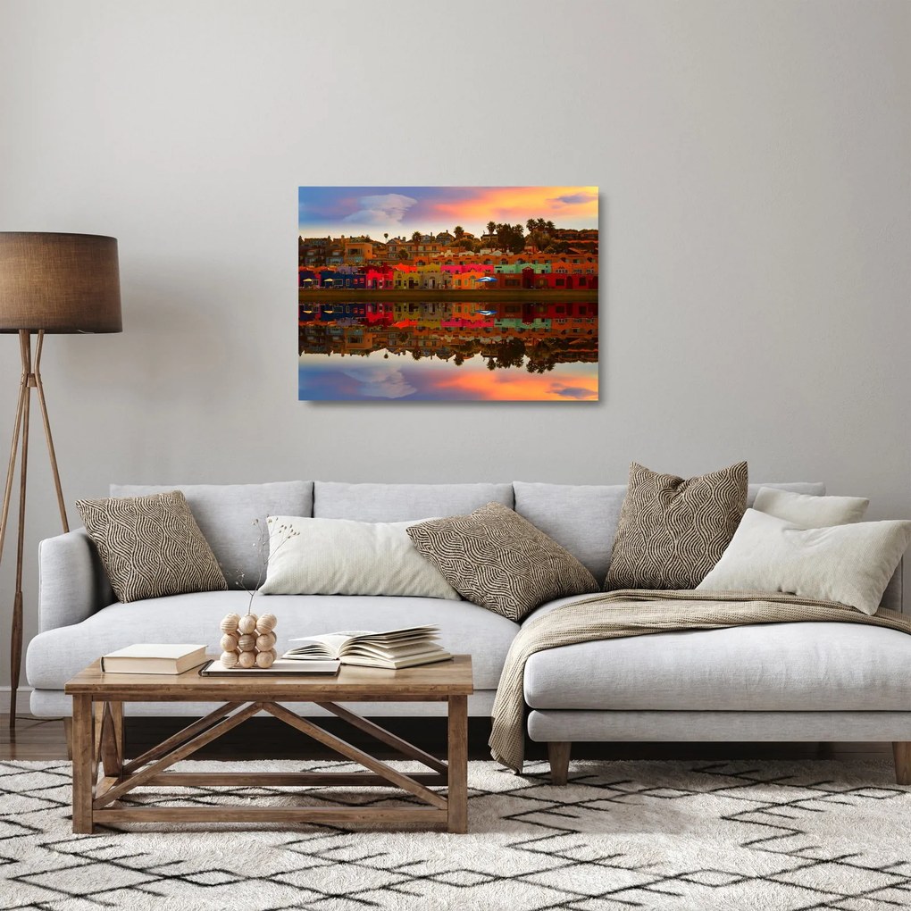 Tablou pe sticlă - Loc pentru baie de vară (70x50 cm)