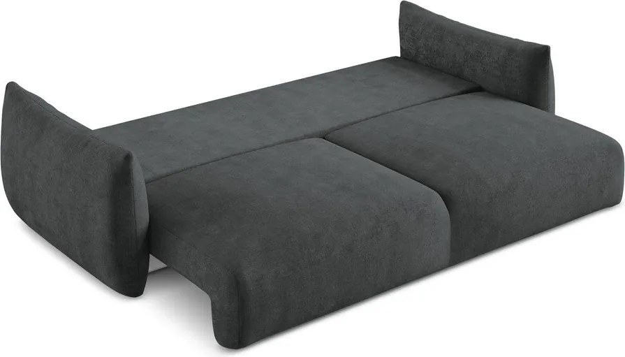 Canapea gri închis extensibilă cu tapițerie din chenille 230 cm Leila – Makamii