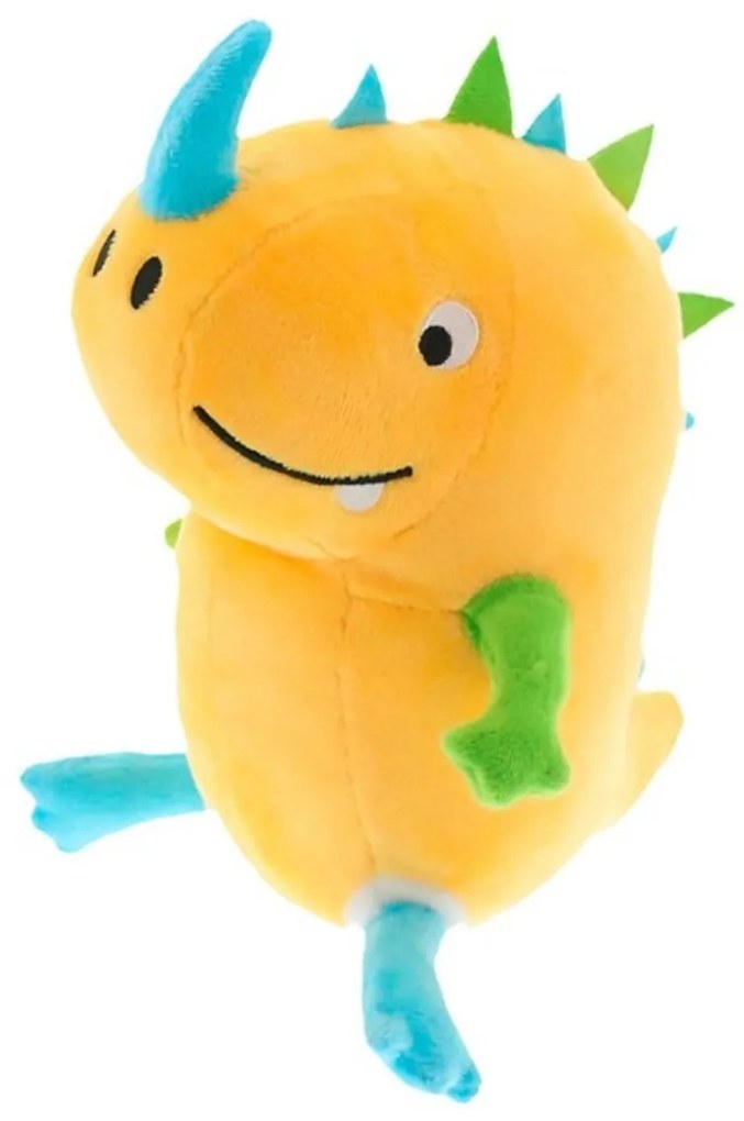 Dinozaur de plus galben DOCUS cu corn albastru