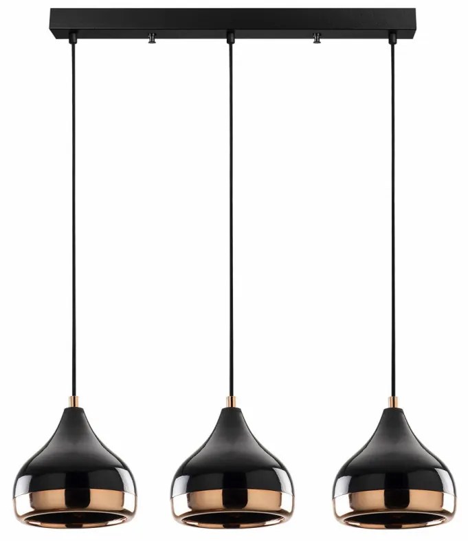 Lustra 3 Becuri Yıldo - 6877, Soclu E27, Max. 40W, Culoare Negru / Aramiu