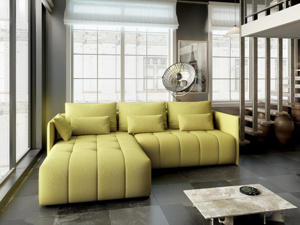 Colțar extensibil dumonde cu ladă de depozitare si sezut confortabil din spuma high-density, Malta Enjoy Green 235x185 cm