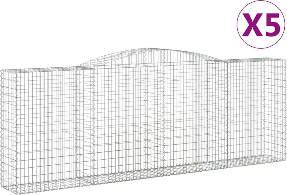 vidaXL Coșuri gabion arcuite 5 buc, 400x50x140/160 cm, fier galvanizat