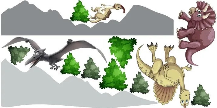 Autocolant pentru copii dinozauri în natură 120 x 240 cm