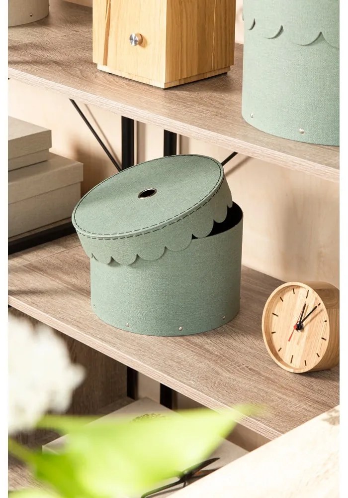 Cutii de depozitare albastru-verde 2 buc. din carton cu capac ø 26x17,5 cm Wilma Canvas Paper Laminate – Bigso