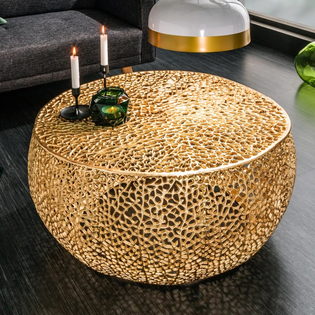 Masuta cu aspect deosebit Leaf 80cm, auriu A-38940 VC