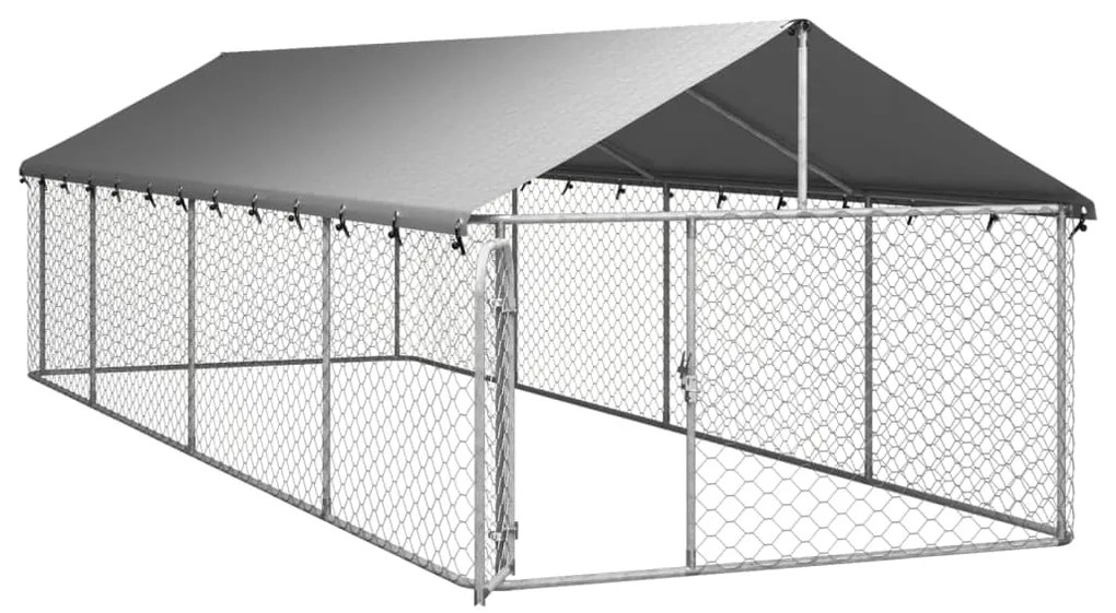 Padoc pentru caini de exterior, cu acoperis, 600x200x150 cm