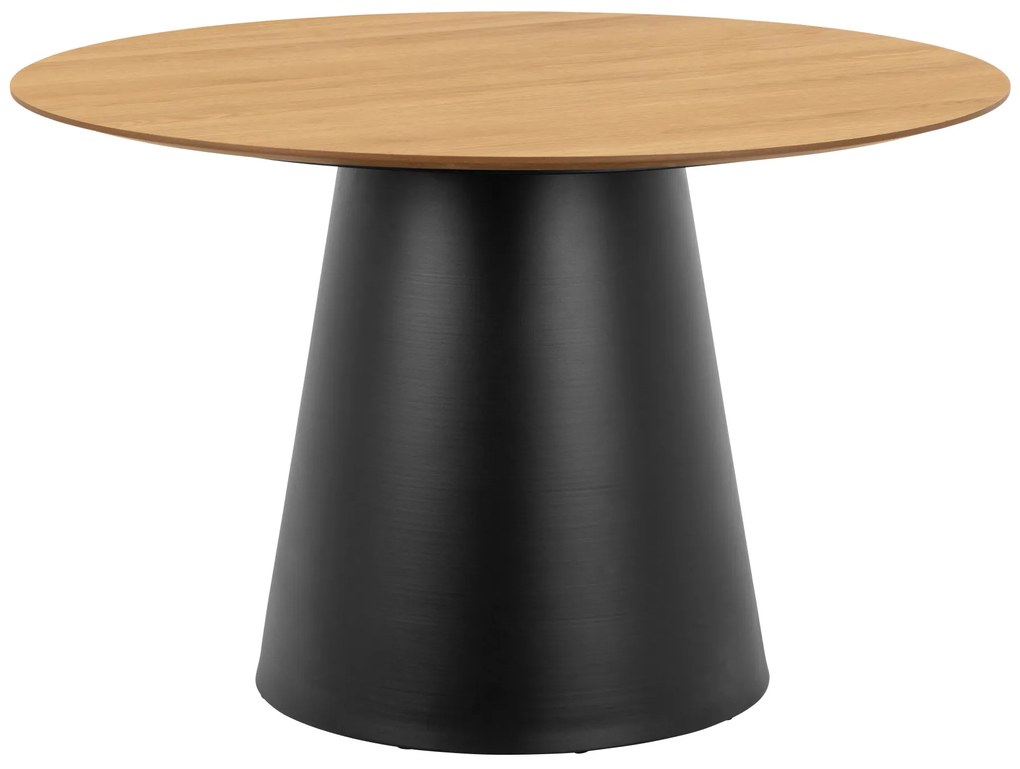MAZZONI EXPORT BOSCO Stejar natural/picior negru - MASĂ ROTUNDĂ 120 cm PENTRU BUCĂTĂRIE SUFRAGERIE SALON FURNIR