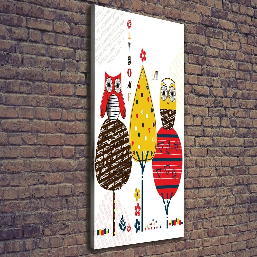 Pictură pe pânză Owls pe copaci