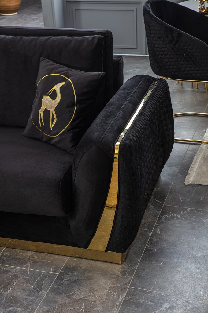 Canapea 3 locuri lux lexus (249x103x86) - neagra