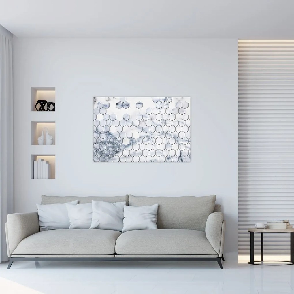 Tablou - Hexagoane marmură (90x60 cm)