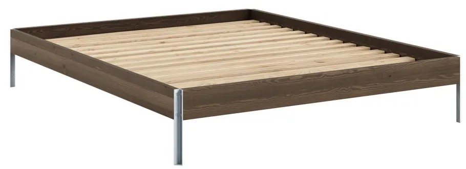 Pat matrimonial maro din lemn de pin cu somieră 160x200 cm Core – Karup Design