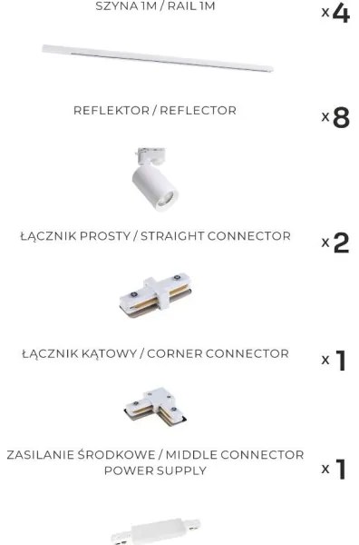 Zuma Line 3585 - Spot pe șină TORE, 8xGU10/35W/230V, alb