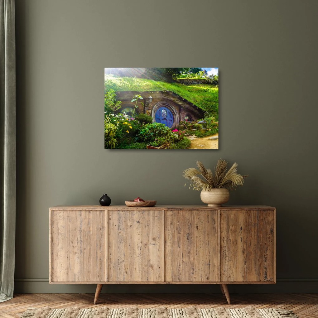 Tablou pe sticlă - Orasul Hobitin (70x50 cm)