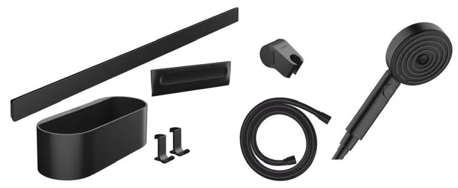 Set accesorii cabina de dus culoare negru mat Hansgrohe WallStoris Activation EcoSmart Negru mat