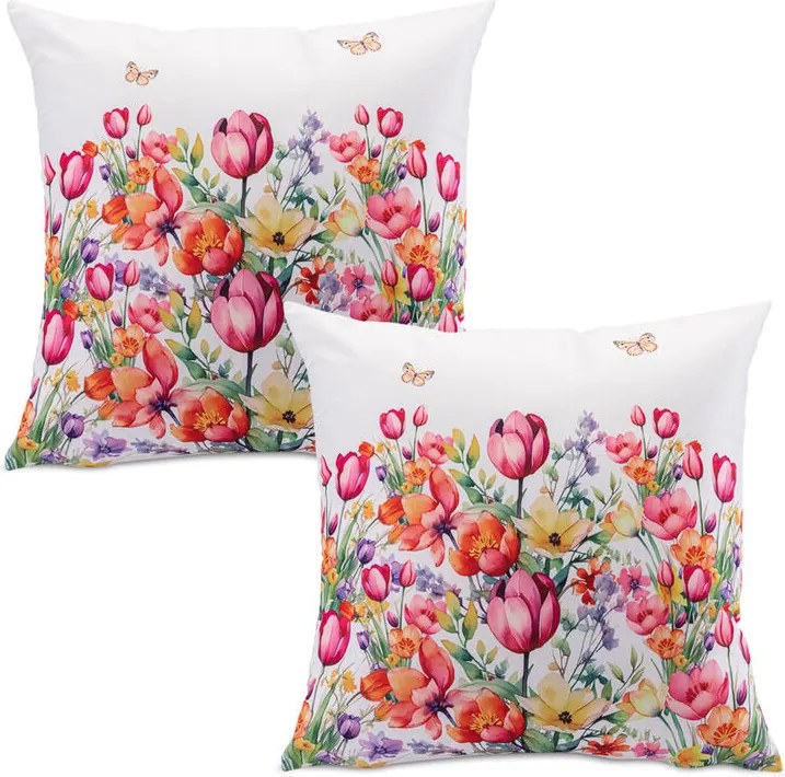 Set de 2 fețe pernuțe FLORI COLORATE 40 x 40 cm