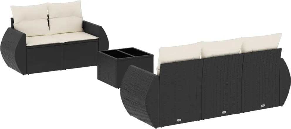 vidaXL Set mobilier de grădină cu perne, 6 piese, negru, poliratan