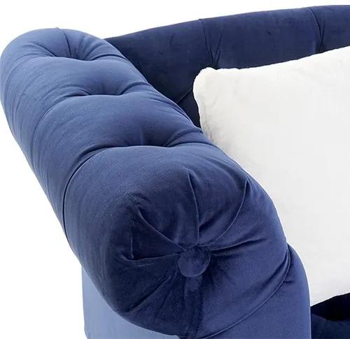 Canapea cu tapiterie catifelata, albastru, 216x74 cm