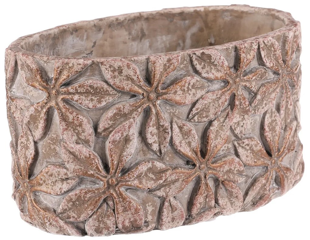 Mască de ghiveci din beton Flower, ovală, 13 x21 x 12 cm, 21 cm
