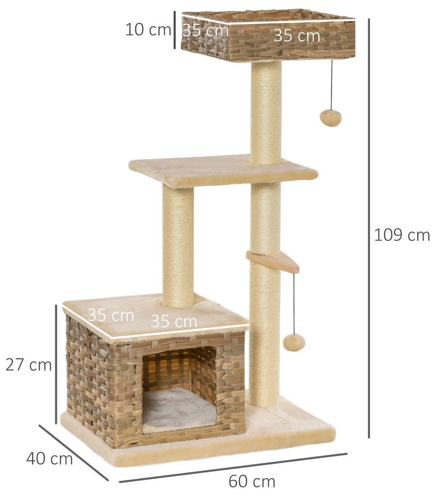 PawHut ansamblu pentru pisici, 60x40x109 cm | AOSOM RO