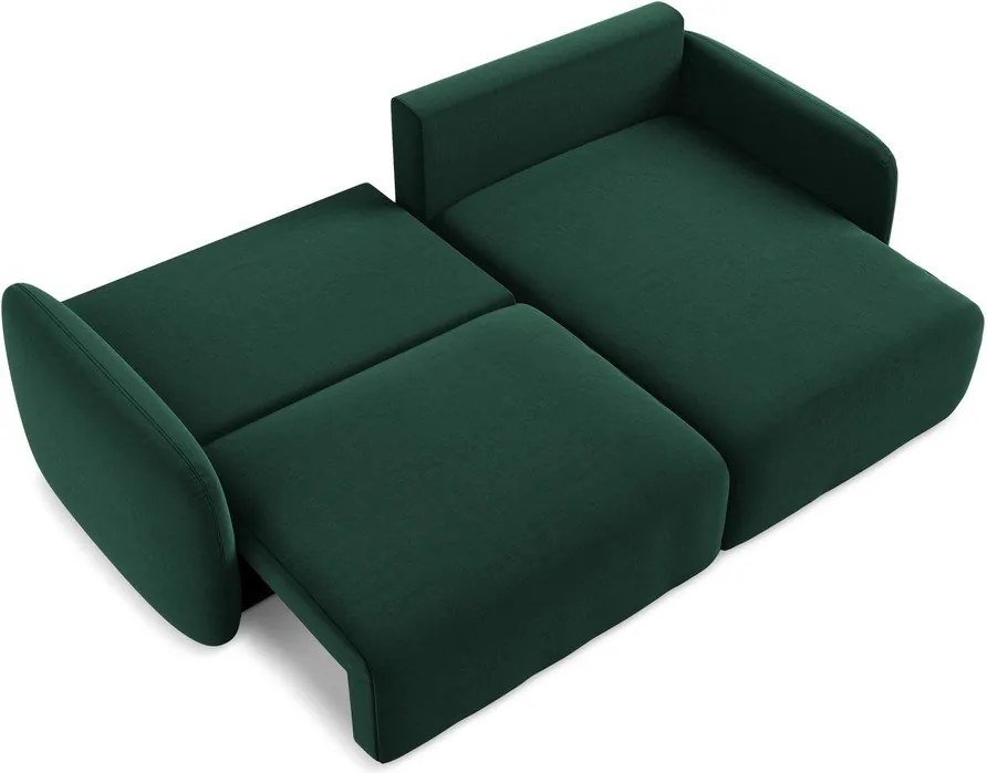 Colțar verde închis extensibil/cu spațiu de depozitare cu tapițerie din catifea (cu colț pe partea dreaptă/cu șezlong) Kalena – Makamii