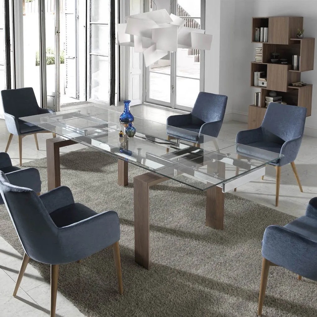 Masa dining extensibila design modern Walnut, 160-240x90cm AC-DT638B