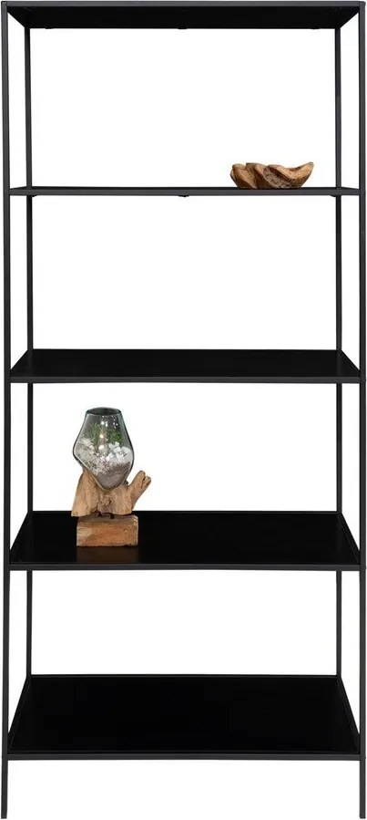Bibliotecă neagră din metal 80x170x36 cm Vita – House Nordic
