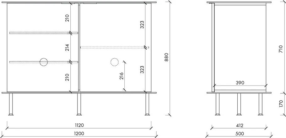 Comodă neagră cu orificiu pentru cabluri 120x88x50 cm Suumo – noo.ma