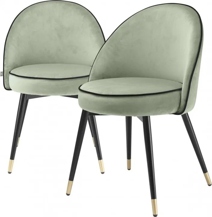 Set de 2 scaune design elegant LUX Cooper, catifea verde 114305 HZ