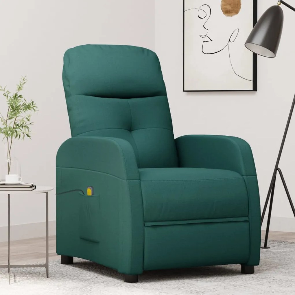 289832 vidaXL Fotoliu de masaj, verde închis, material textil