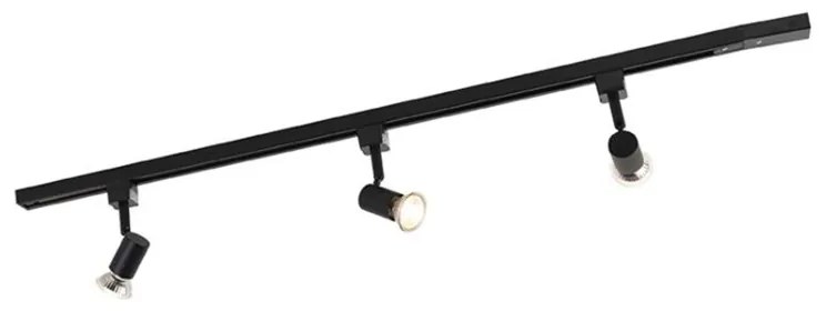 Sistem de iluminat cu șină modern cu 3 spoturi negre monofazate - Iconic Jeany