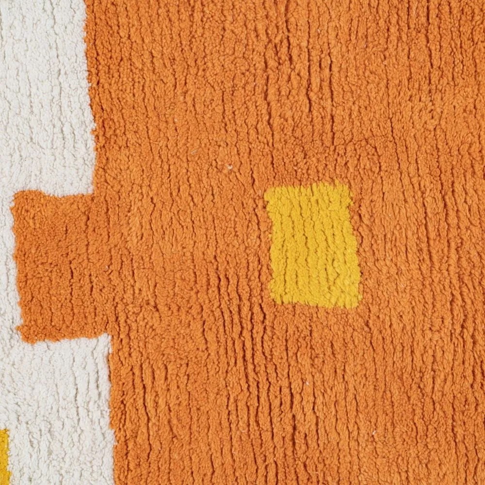 Covor portocaliu lavabil din bumbac 100x135 cm Azteca – Ixia