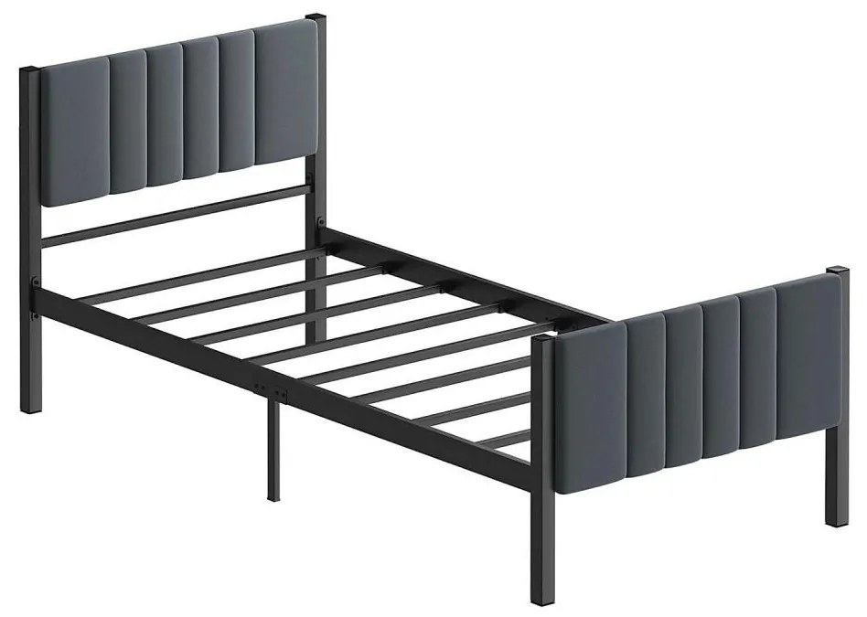 Pat metalic individual LUNOR 90 x 200 cm, antracit, capacitate de încărcare 120 kg