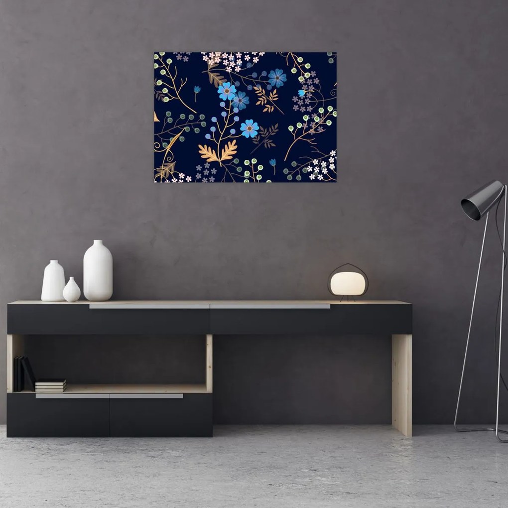 Tablou pe sticlă - Flori de toamnă (70x50 cm)