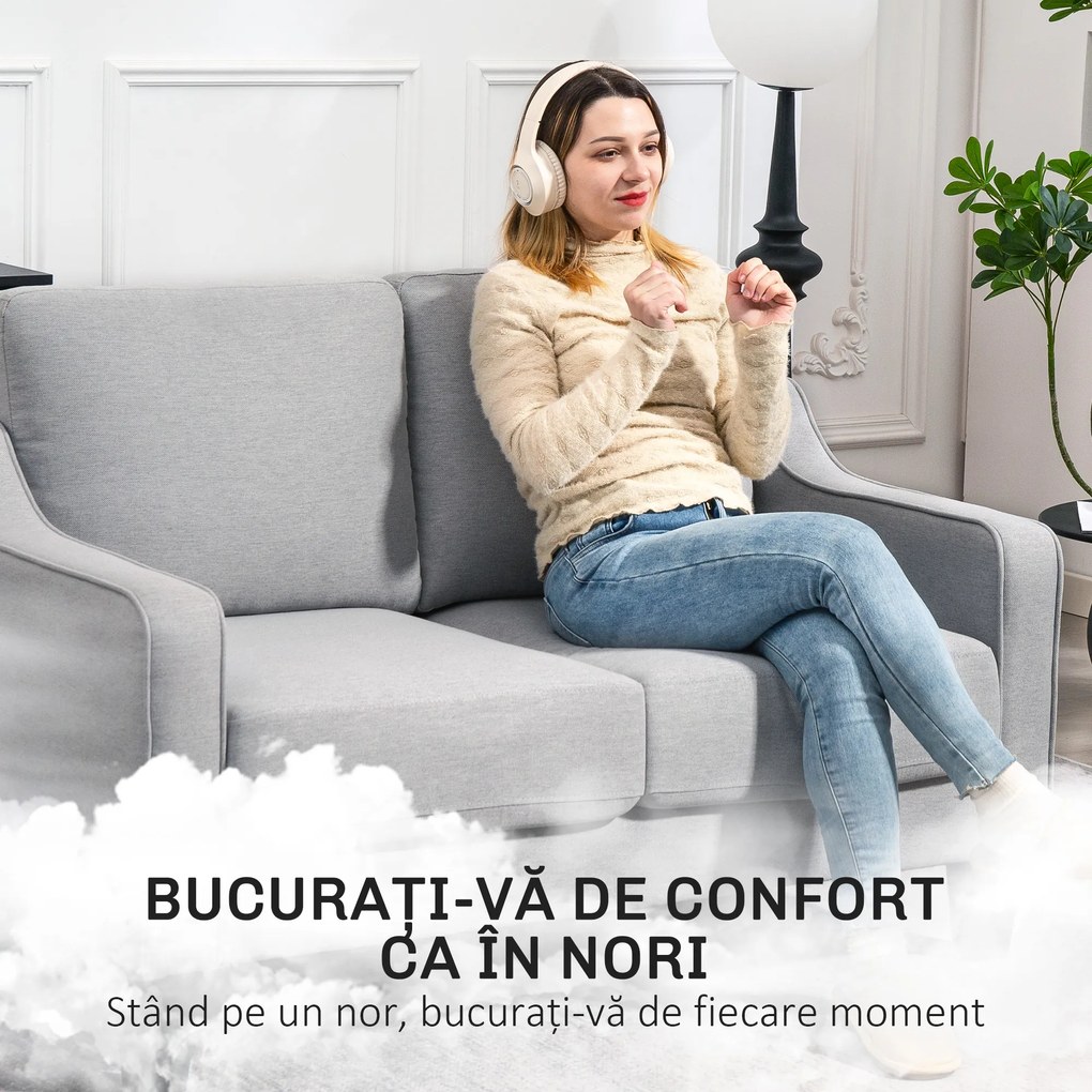 HOMCOM Canapea Compactă cu Arcuri, Gri Deschis | Aosom Romania