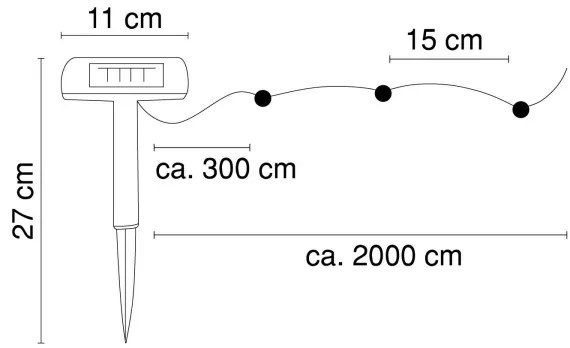 Lanț LED solar 20 m 120xLED/2,4V IP44 Globo 33700-120