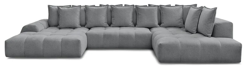 Colțar gri închis extensibil/cu spațiu de depozitare cu tapițerie din chenille (cu colț pe partea dreaptă/în formă de "U") Everest – Bobochic Paris