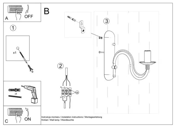 Aplică perete MINERWA 1xE14/40W/230V alb