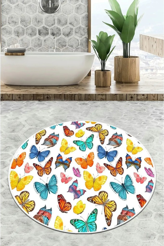 Covoras baie 359CHL4629, 140x140 cm, forma rotunda, poliester, multico