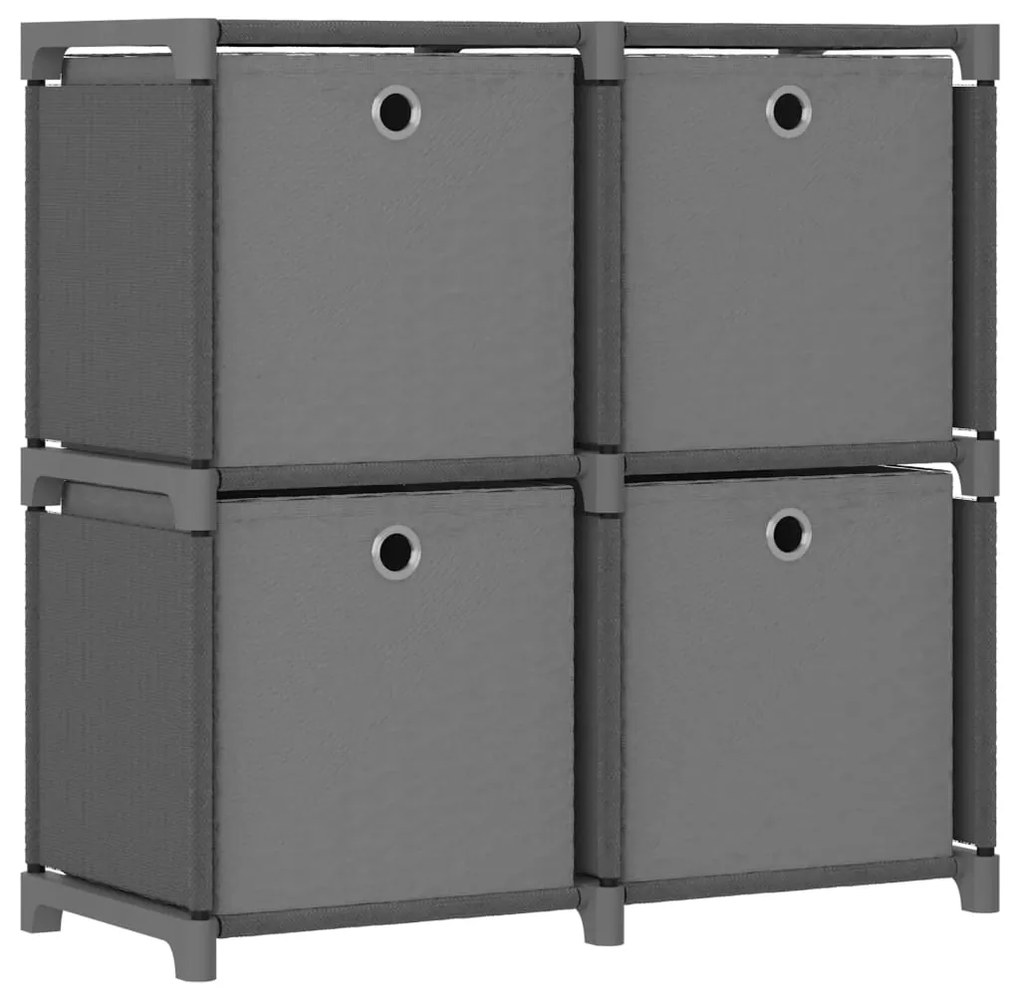 322601 vidaXL Raft 4 cuburi cu cutii, gri, 69x30x72,5 cm, material textil