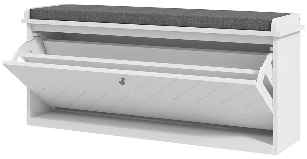 HOMCOM Banc pentru pantofi cu sertar rabatabil, pernă pentru așezare și raft reglabil, 100 x 26 x 44,5 cm, alb | Aosom Romania