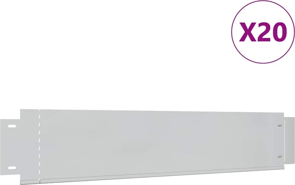 vidaXL Gard de gazon, 20 buc., 100 x 20 cm, oțel galvanizat
