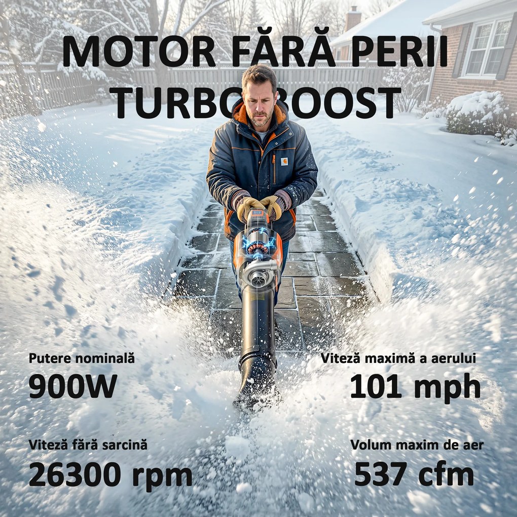 Outsunny Suflător de Frunze cu Baterie 20V, Motor Brushless 900W, 3 Niveluri de Viteză, Turbo Boost, Încărcător, Ușor, pentru Grădină, Frunze, Zăpadă, Praf | Aosom Romania