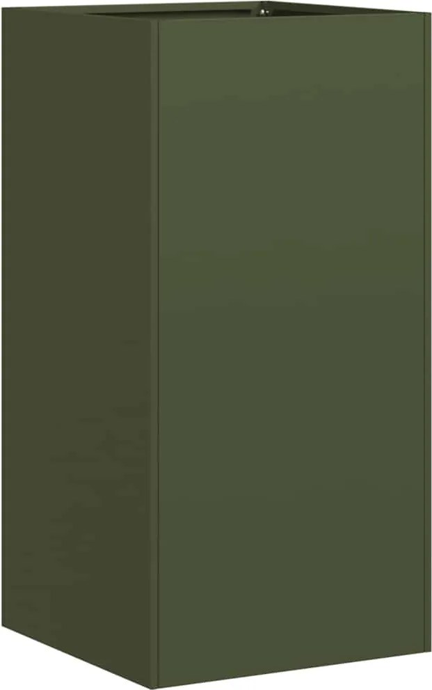 vidaXL Jardinieră verde măsline 40x40x80 cm oțel laminat la rece