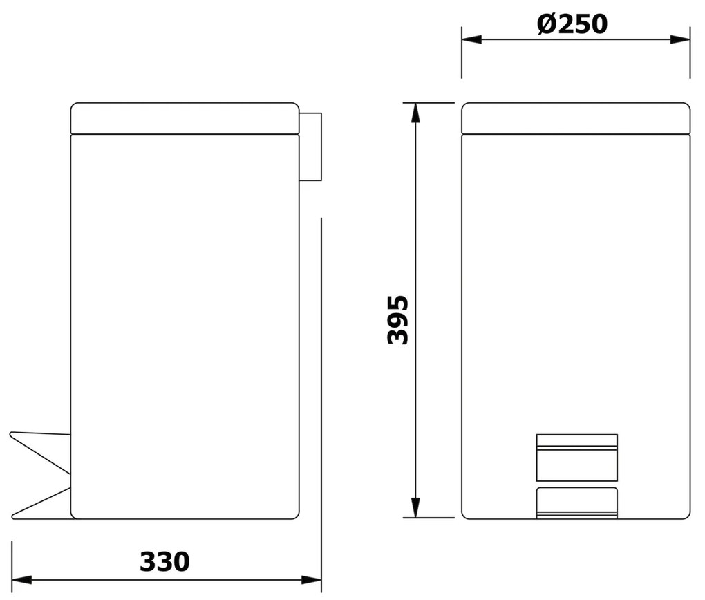 Coș de gunoi AQUALINE 27112 Simple line rotund 12l, oțel inoxidabil