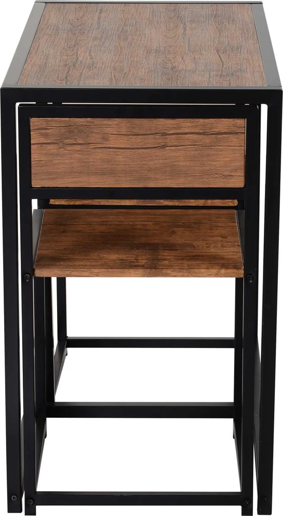 HOMCOM Set masă de bar 3 piese, 2 scaune, 1 masă, 90 cm x 47 cm x 76 cm, maro + negru | Aosom Romania