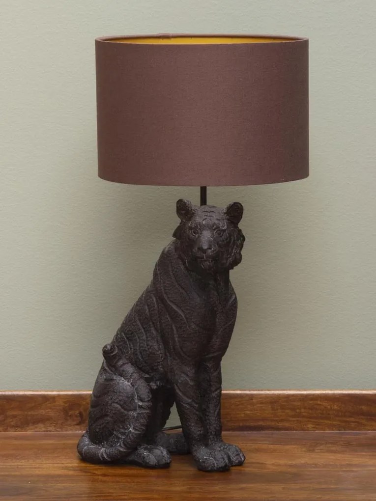 Lampa de masa, din rasina, cu abajur din textil, Black Tiger