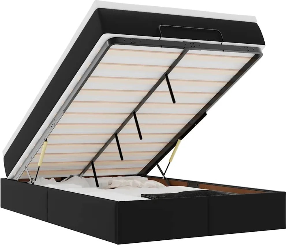 vidaXL Cadru de pat otoman saltea neagră 120x200cm piele artificială