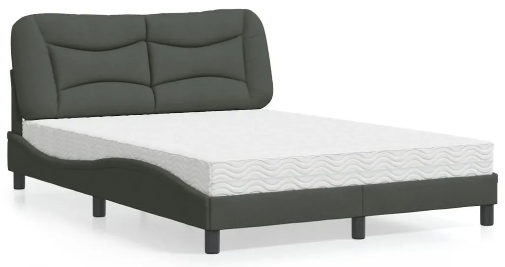 vidaXL Pat cu saltea, gri închis, 120x200 cm, textil